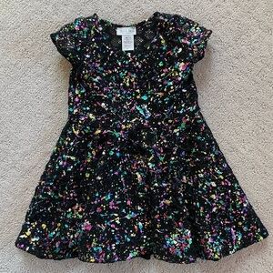 EUC Sz 4 Little Mass Black Lace Metallic Splatter Dress